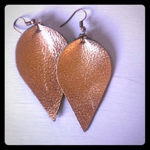 Leather Leaf Drop Earrings